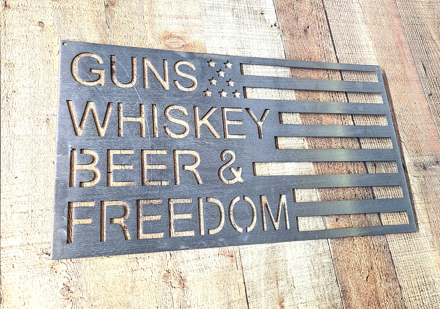 Guns Whiskey Beer Freedom Flag
