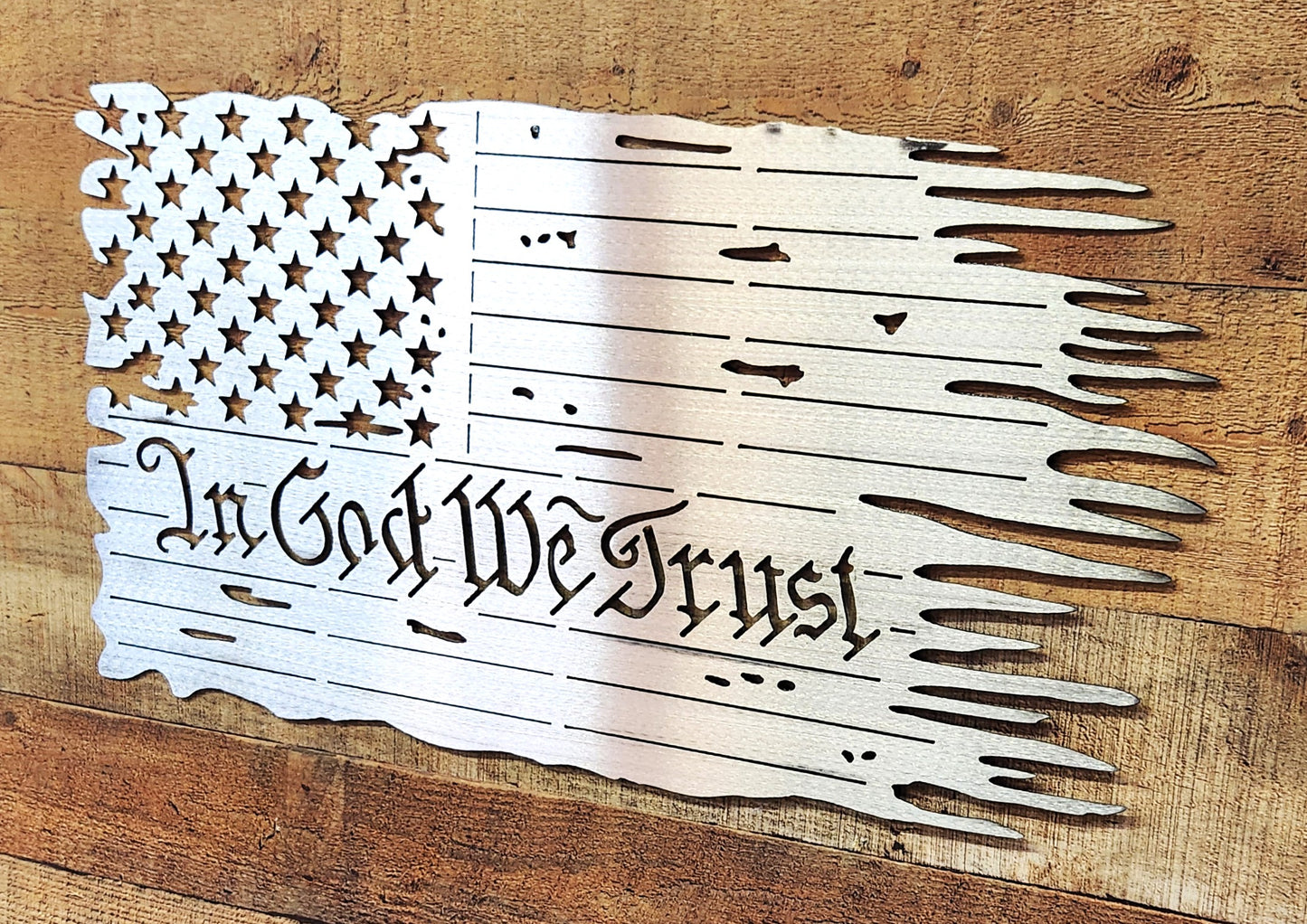 Tattered Rectangle Flag - In God We Trust