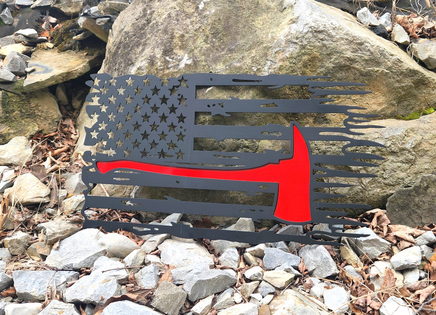 Firefighter Tattered Axe Flag