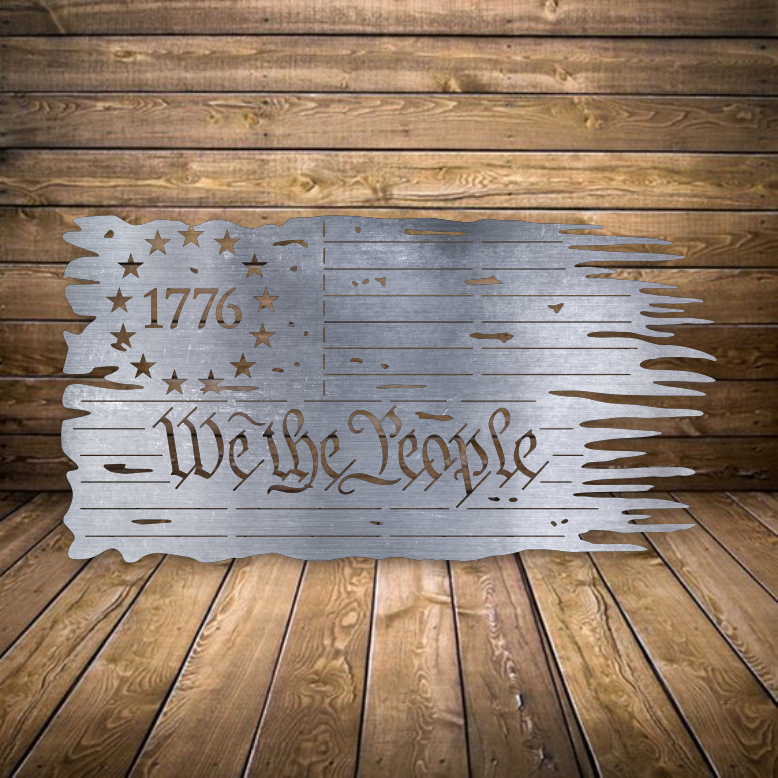 Tattered Rectangle Flag - We the People 1776