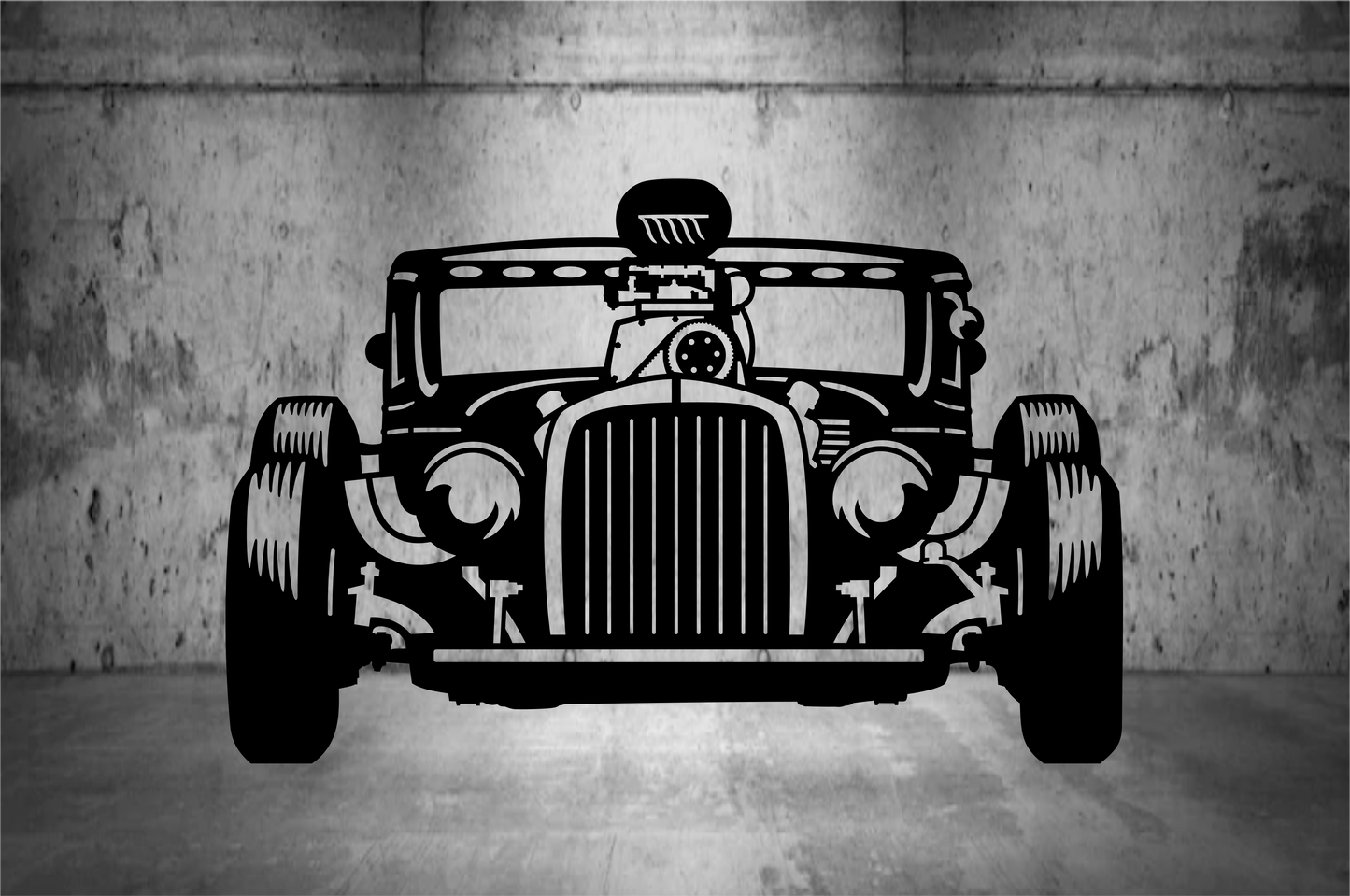 Hot Rod Front View Metal Sign