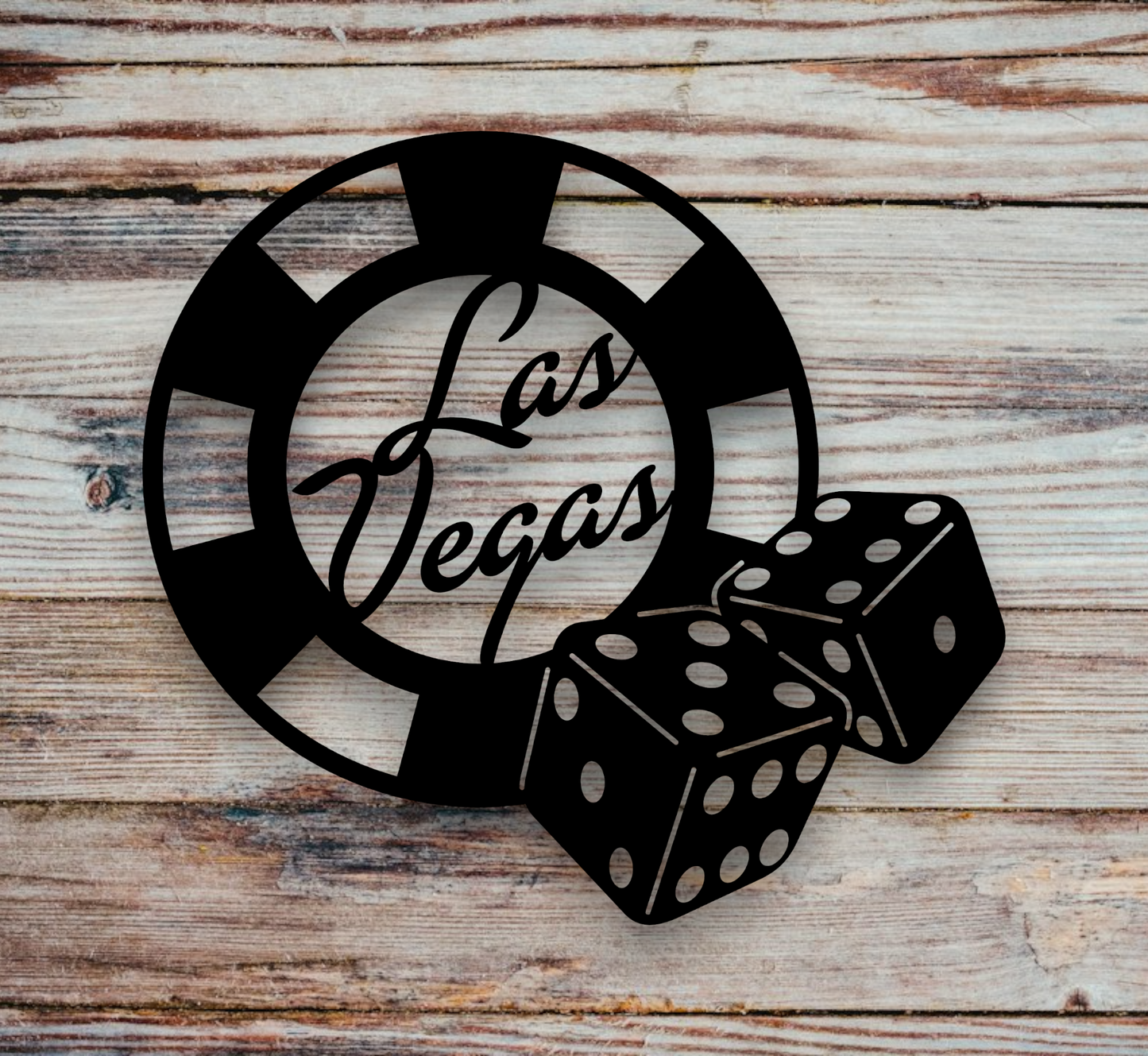 las vegas poker chip metal man cave sign