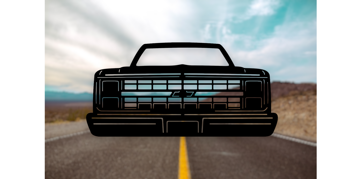 Chevy Silverado Front End View Metal Sign