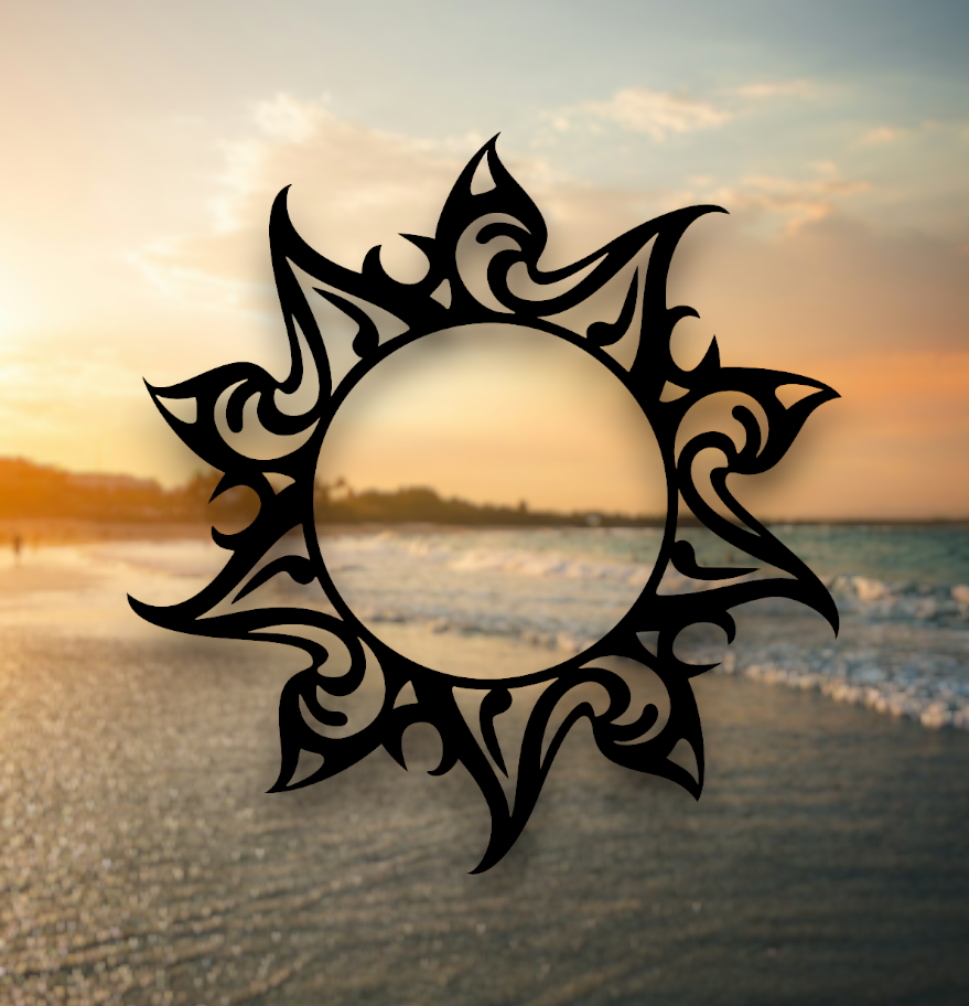 Sun metal sign, circle frame home décor