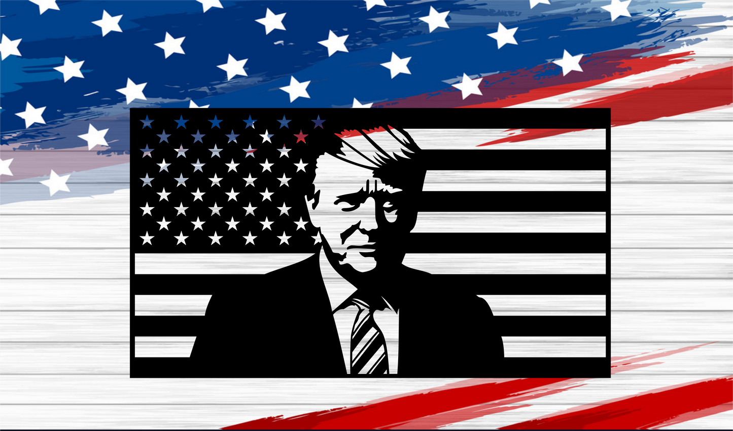 American Flag with Trump Silhouette