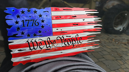 Tattered Rectangle Flag - We the People 1776