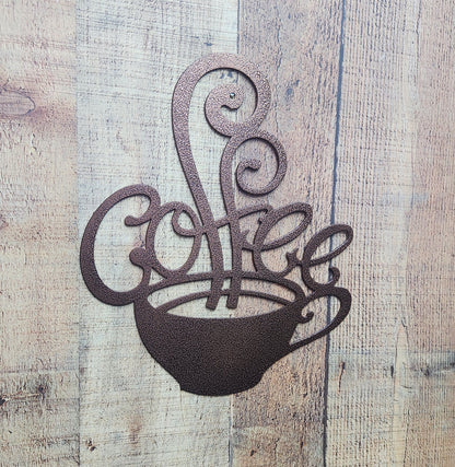 Coffee Cup Metal Art Wall Sign
