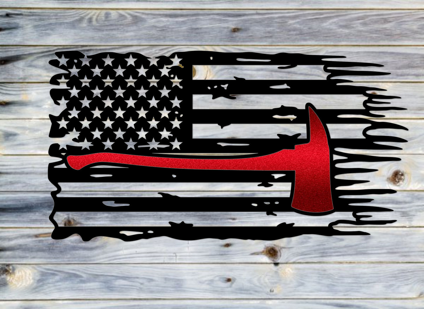 Firefighter Tattered, Distressed, Battle Worn  Axe Flag