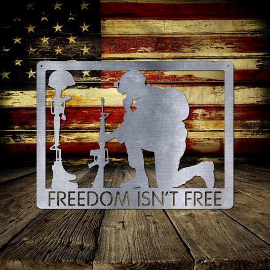 Battlefield cross freedome isn't free military memorial sign