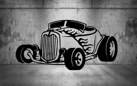 Hot Rod Metal Sign with Flames