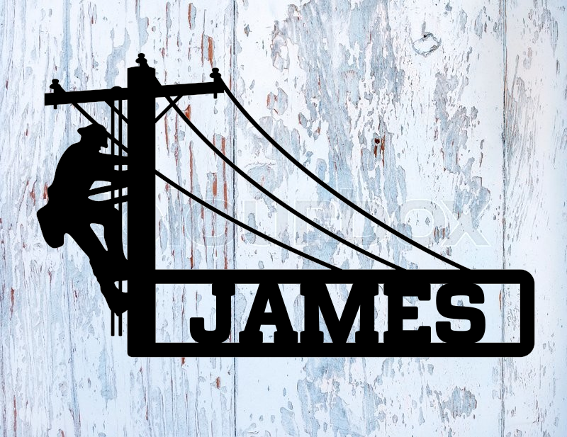 lineman utility pole custom name plaque, monogram