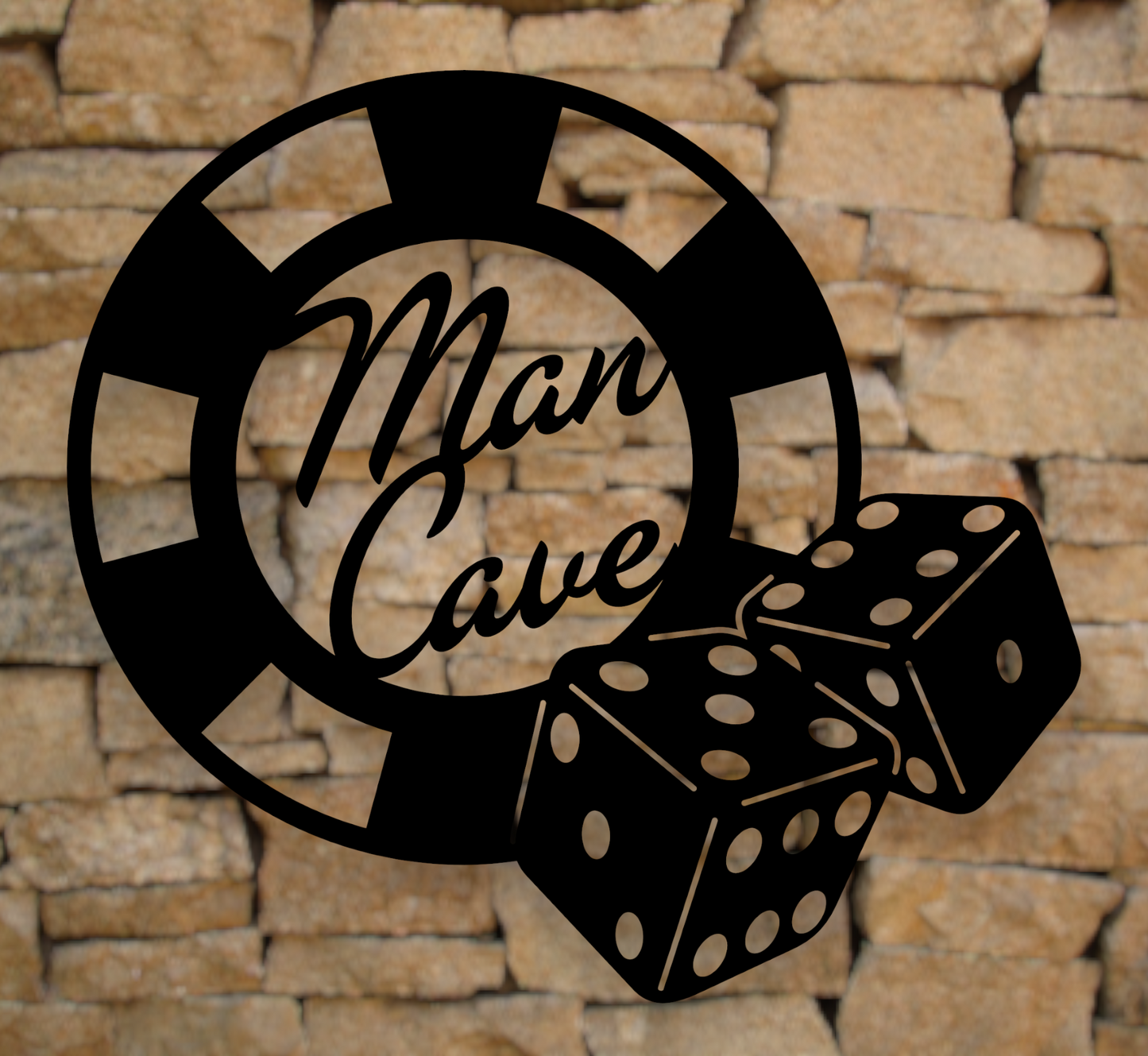 man cave poker chip metal gambling sign