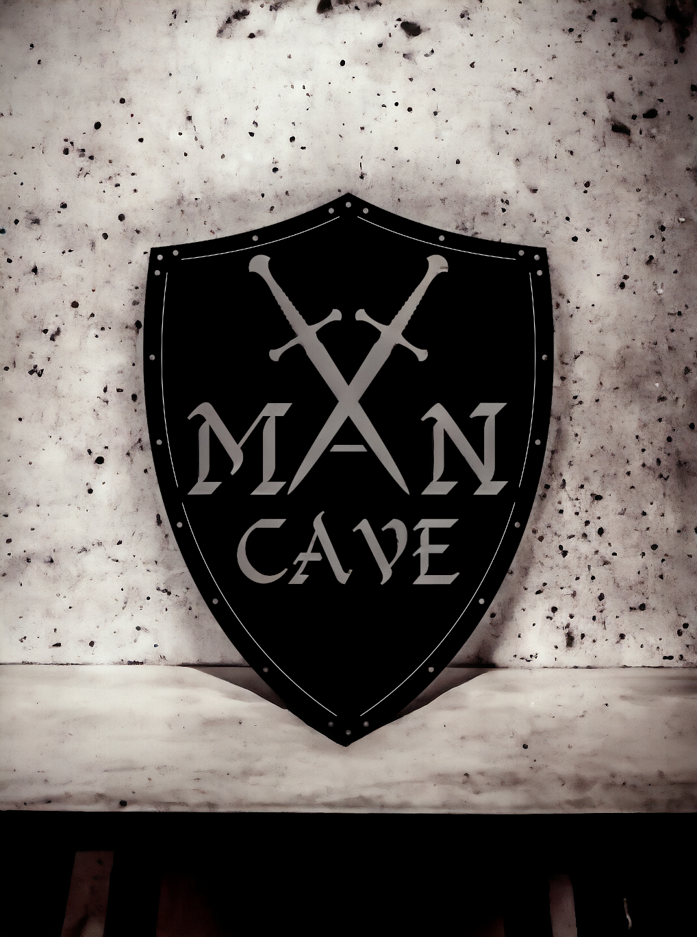 man cave shield metal sign