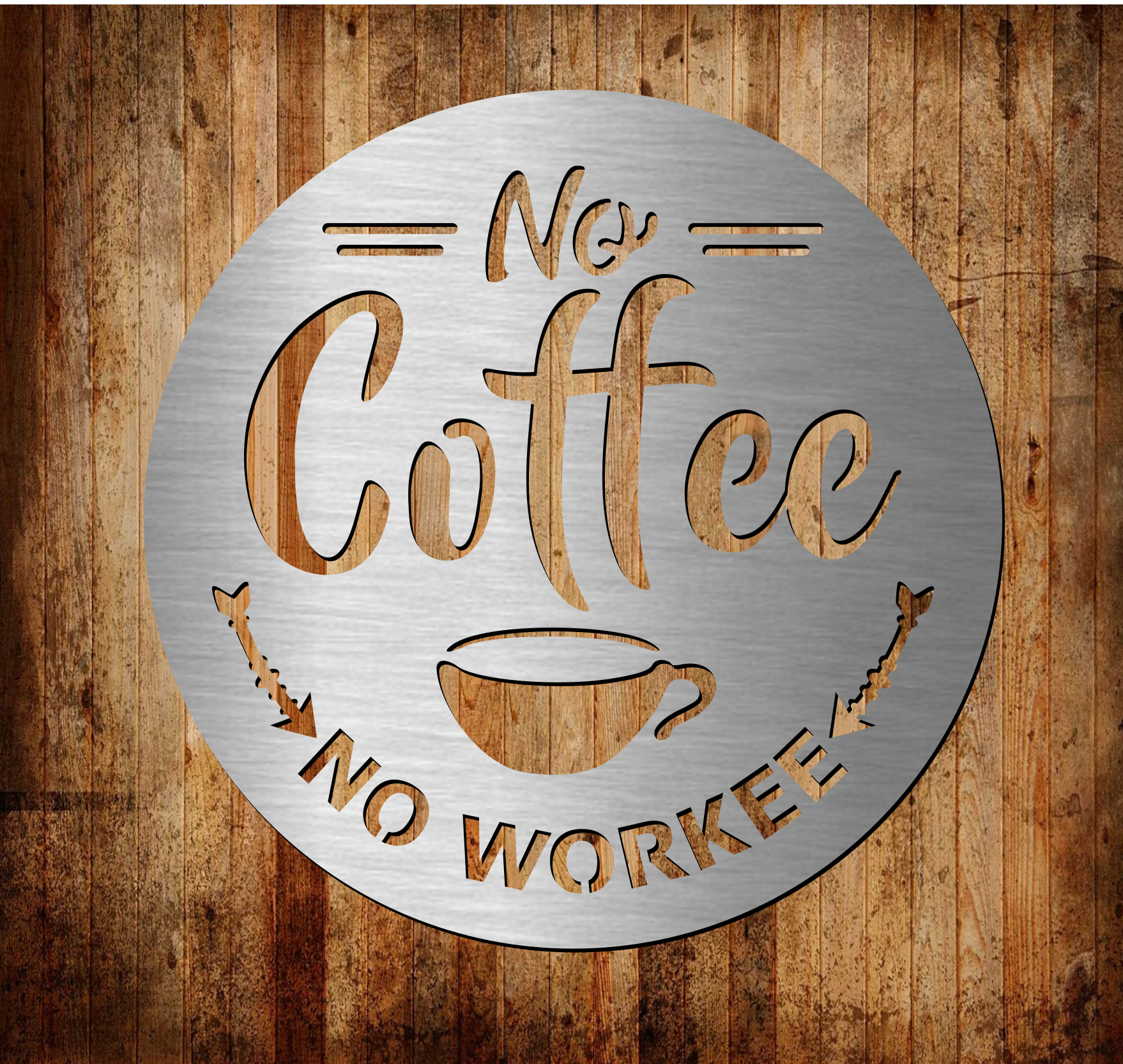 No Coffee No Workee Metal Sign