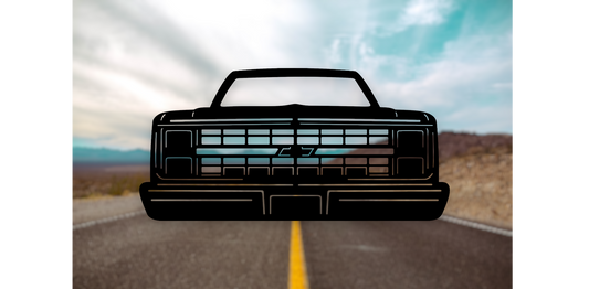 Chevy Silverado Front End View Metal Sign
