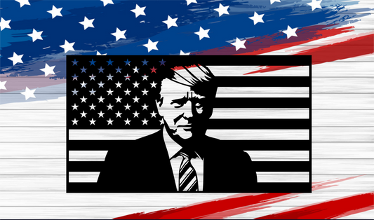 American Flag with Trump Silhouette 