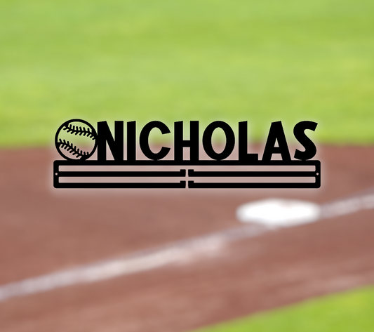 Baseball Medal Hanger. Personalized wall rack for displaying medals