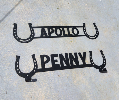 Horseshoe Horse Stall Name Plates and Hooks